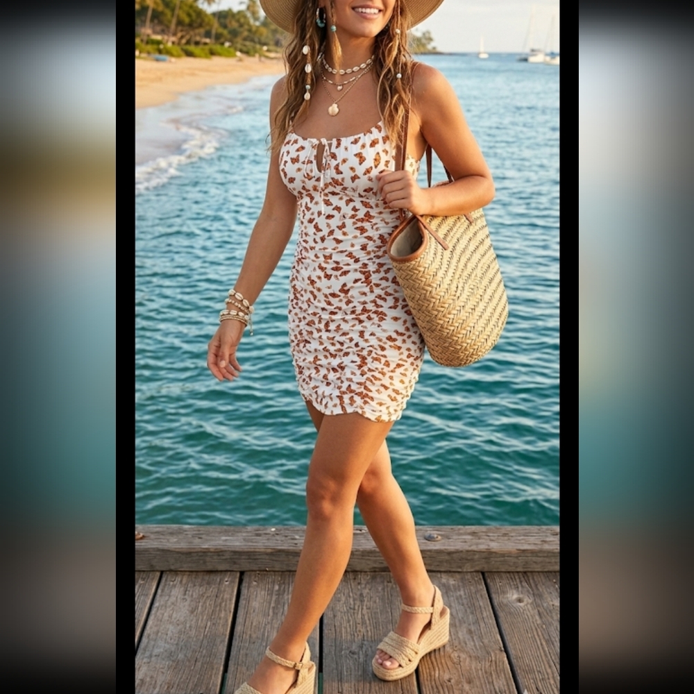 🦋 Ultra Flirt Y2K Ruched Butterfly Mini Dress M.Bodycon Dress - Trendy Ruched